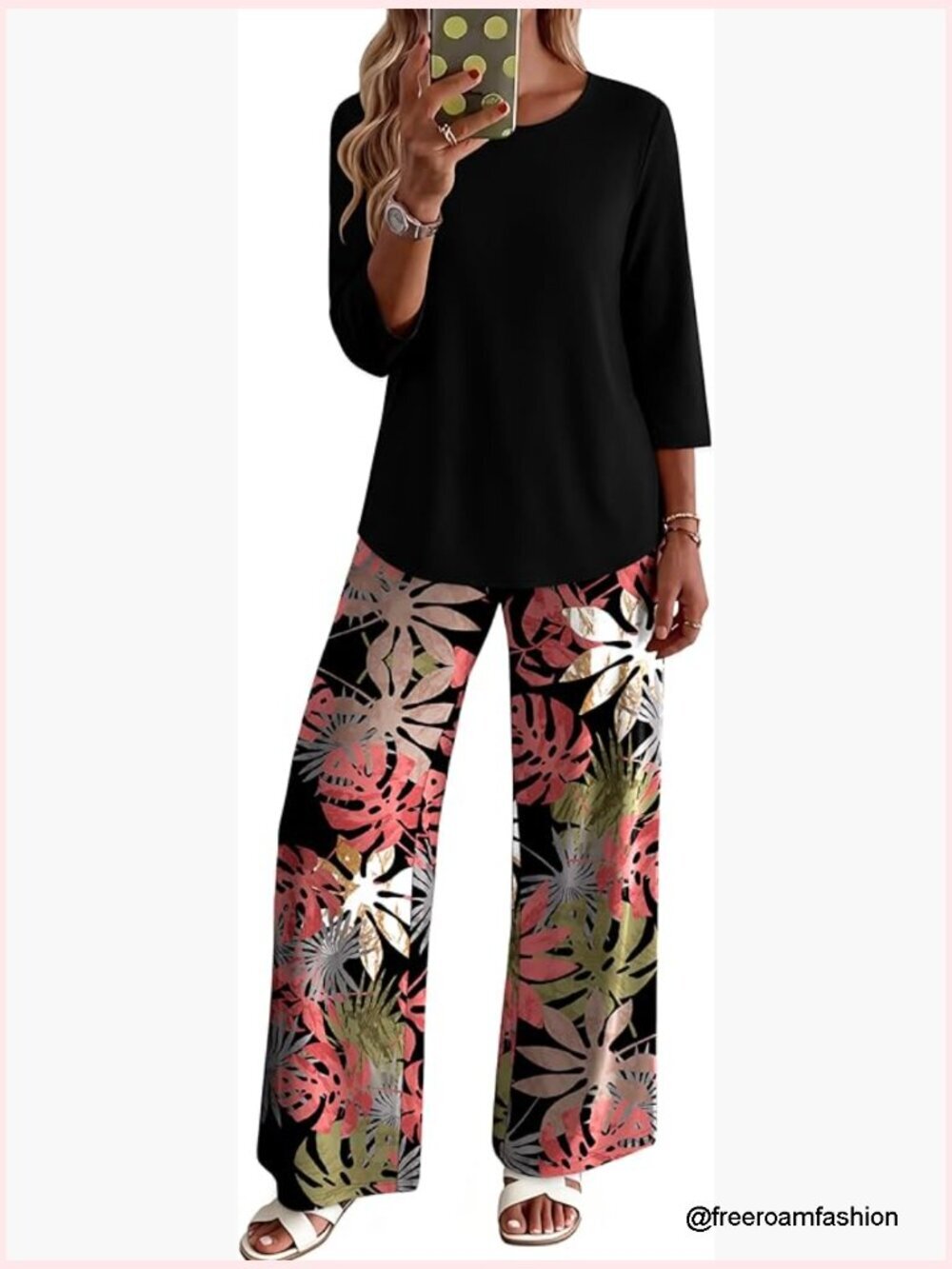 Women's 2 Piece Lounge Set 3/4 Sleeve Top & Pants with Pockets